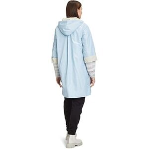 Vintage Lightweight Hooded Rain Jacket Light Blue & Cream Stripe Lining - Size M